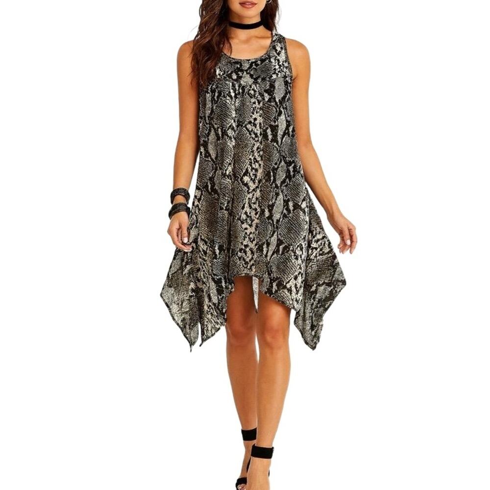 Isabella Rodriguez Snake Print Scoop Neck Pockets Sleeveless Dress Small